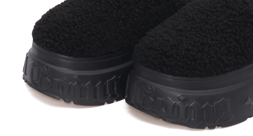 1807 INF-010 Gothic Black Teddy Chunky Platform Clogs | Face 3 Face