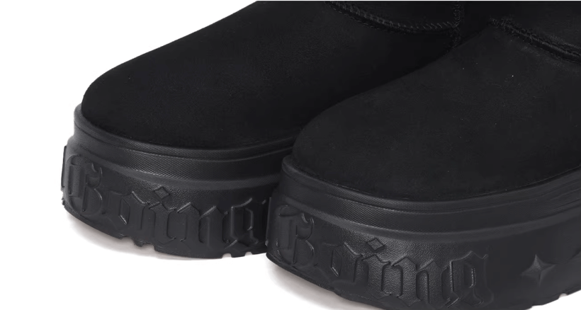 1807 INF-010 Gothic Black Chunky Platform Shearling Boots | Face 3 Face