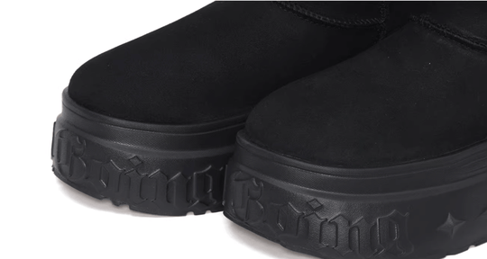 1807 INF-010 Gothic Black Chunky Platform Shearling Boots | Face 3 Face