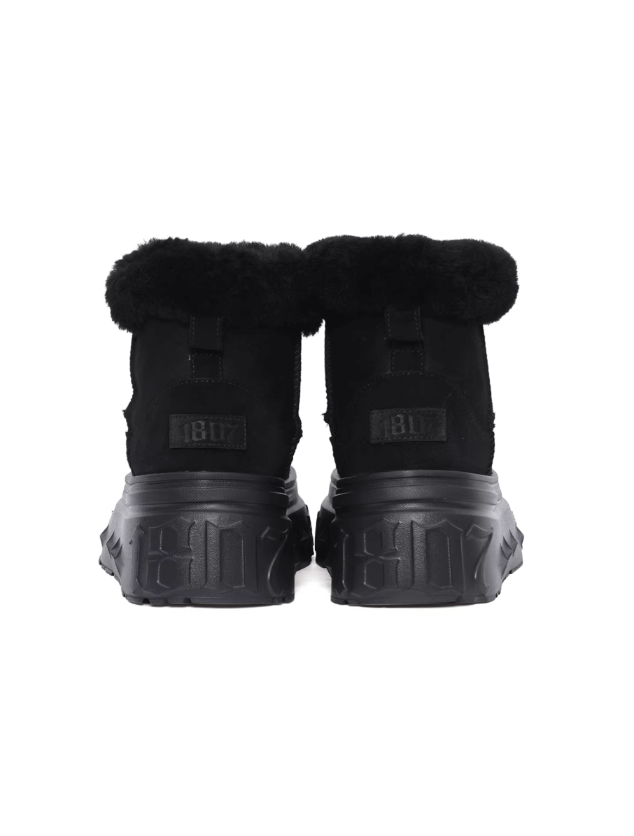 1807 INF-010 Gothic Black Chunky Platform Shearling Boots | Face 3 Face