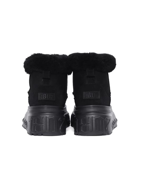 1807 INF-010 Gothic Black Chunky Platform Shearling Boots | Face 3 Face
