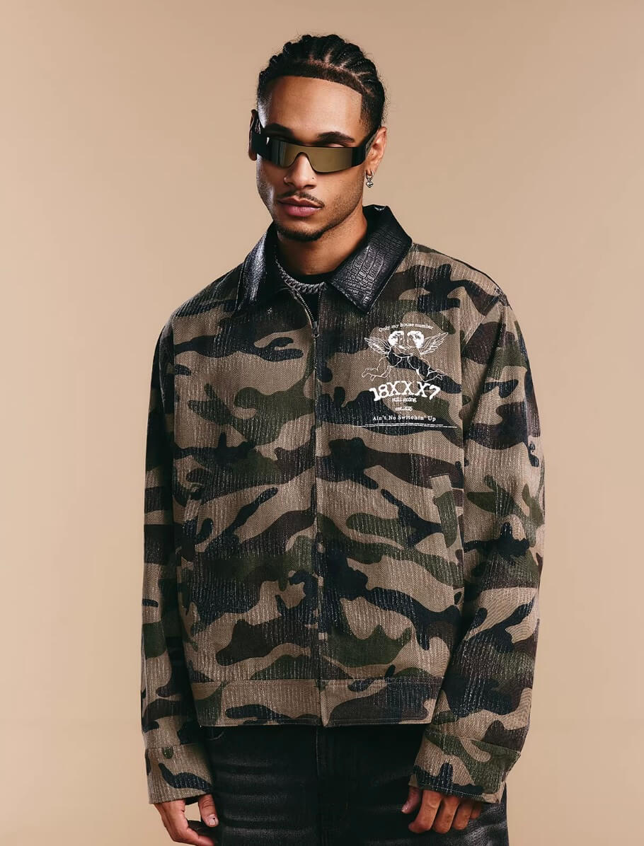 1807 18X7 Camouflage Print Detroit Jacket | Face 3 Face