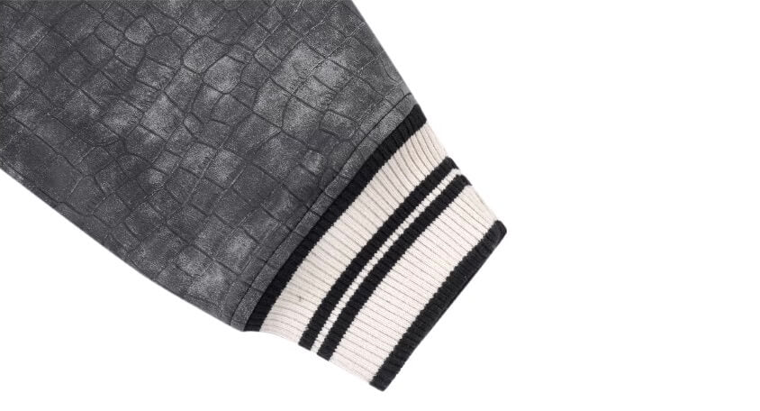 1807 In Here Crocodile PU Leather Varsity Jacket | Face 3 Face
