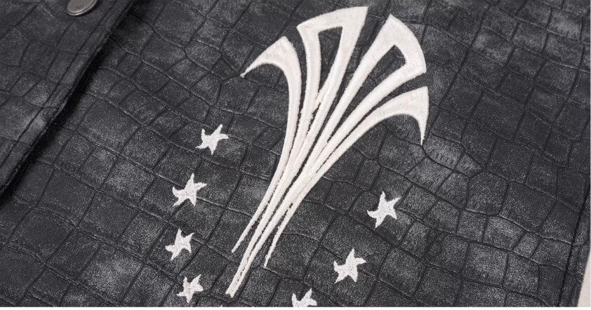 1807 In Here Crocodile PU Leather Varsity Jacket | Face 3 Face