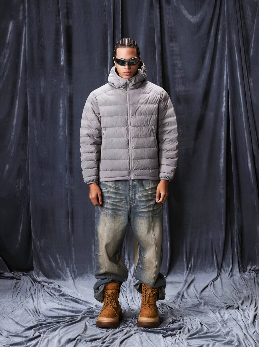1807 Washed Fade Nylon Lightweight Down Jacket | Face 3 Face