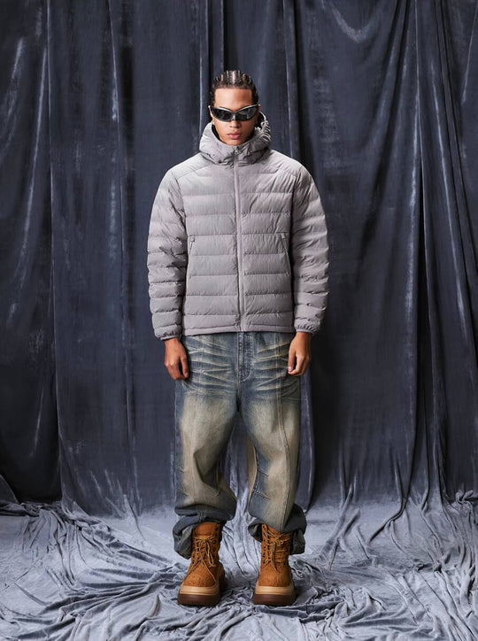 1807 Washed Fade Nylon Lightweight Down Jacket | Face 3 Face