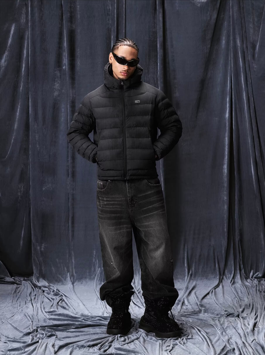 1807 Washed Fade Nylon Lightweight Down Jacket | Face 3 Face