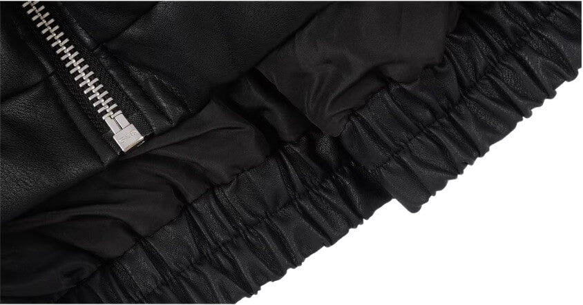 1807 Fur Collar PU Leather Down Jacket | Face 3 Face