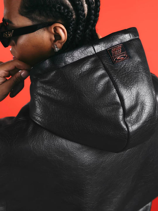 1807 Racing PU Leather Hooded Bomber Jacket | Face 3 Face