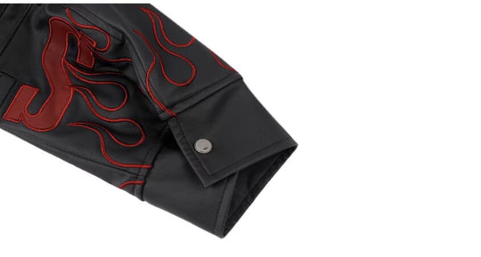 1807 Embroidered Patch PU Leather Racing Jacket | Face 3 Face