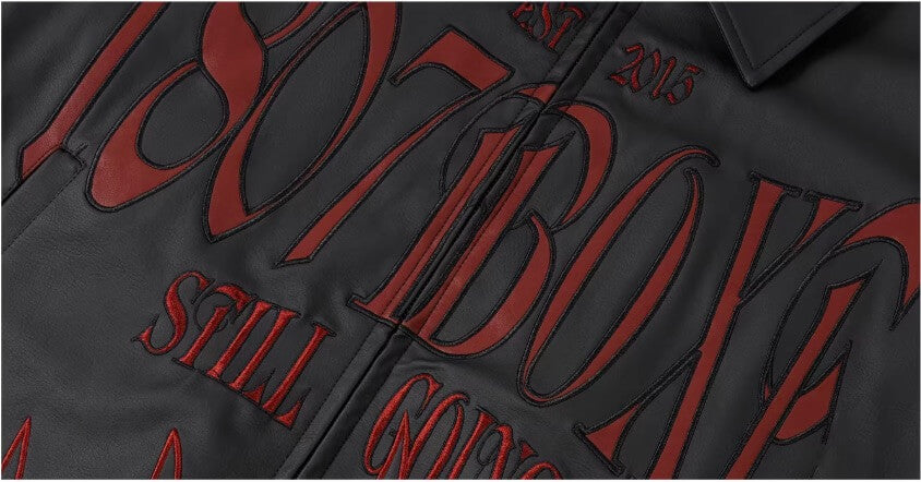 1807 Embroidered Patch PU Leather Racing Jacket | Face 3 Face