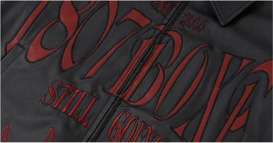 1807 Embroidered Patch PU Leather Racing Jacket | Face 3 Face