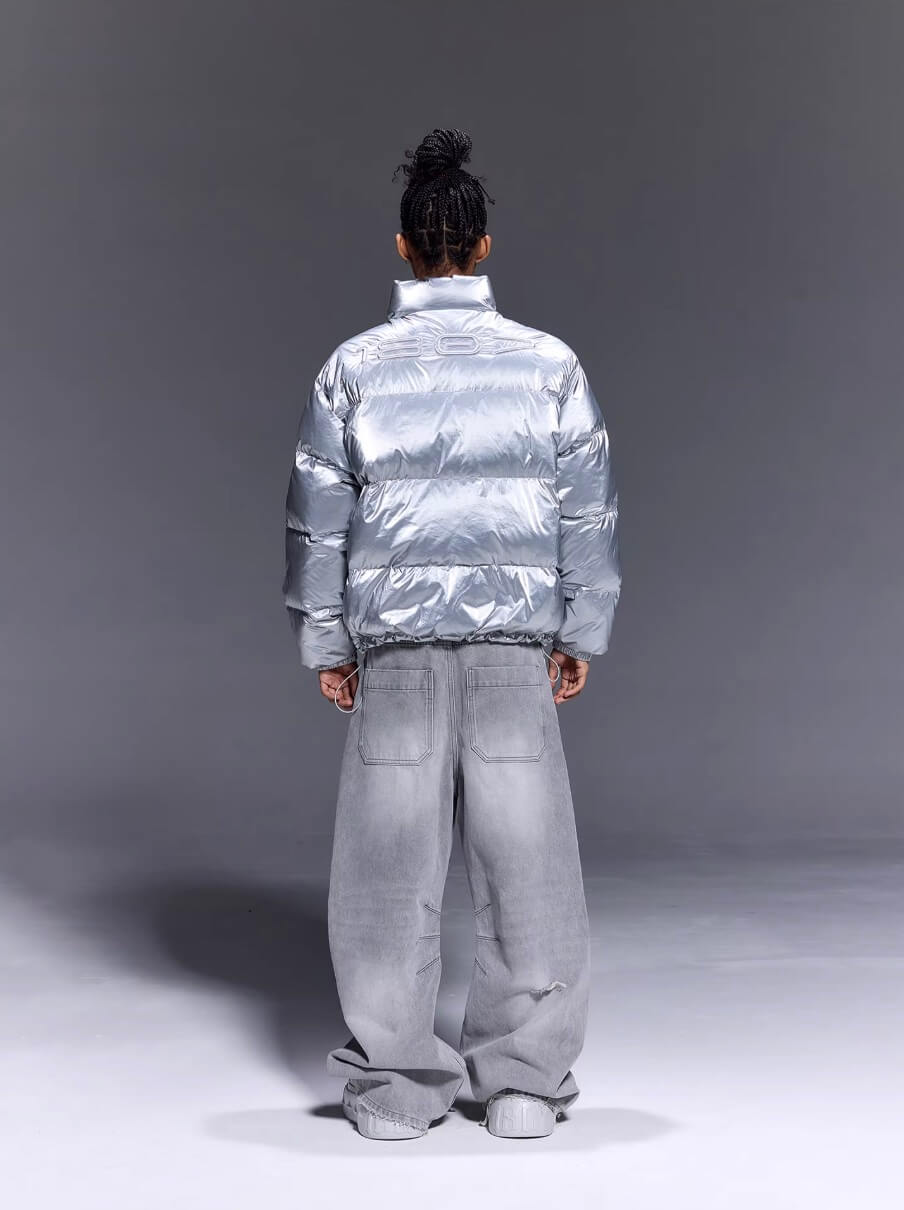 1807 Glossy Silver Down Jacket | Face 3 Face