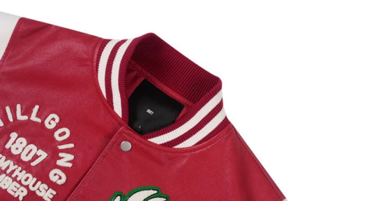 1807 PU Leather Patchwork Varsity Jacket | Face 3 Face