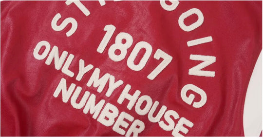 1807 PU Leather Patchwork Varsity Jacket | Face 3 Face