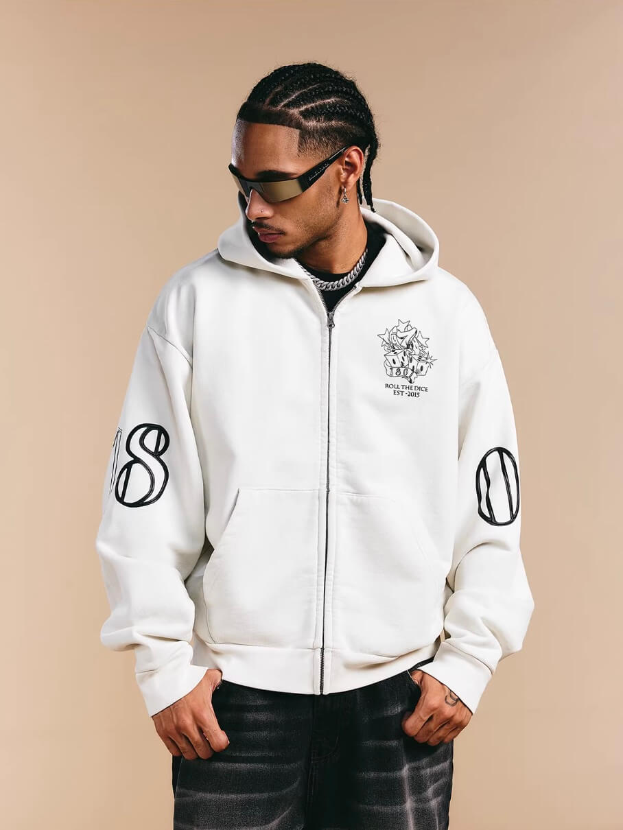 1807 ROLLTHEDICE Printed Zip Up Hoodie | Face 3 Face