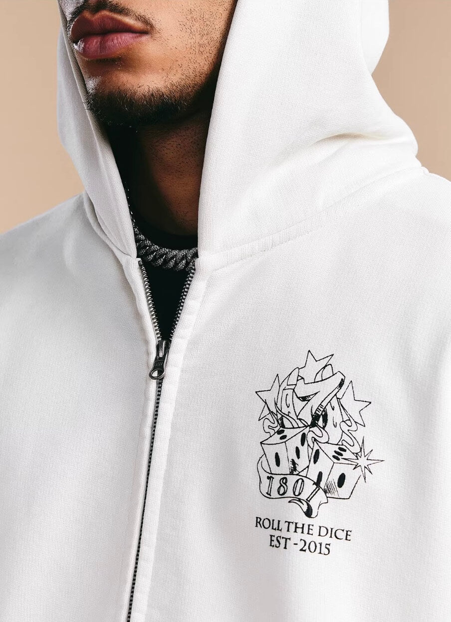 1807 ROLLTHEDICE Printed Zip Up Hoodie | Face 3 Face