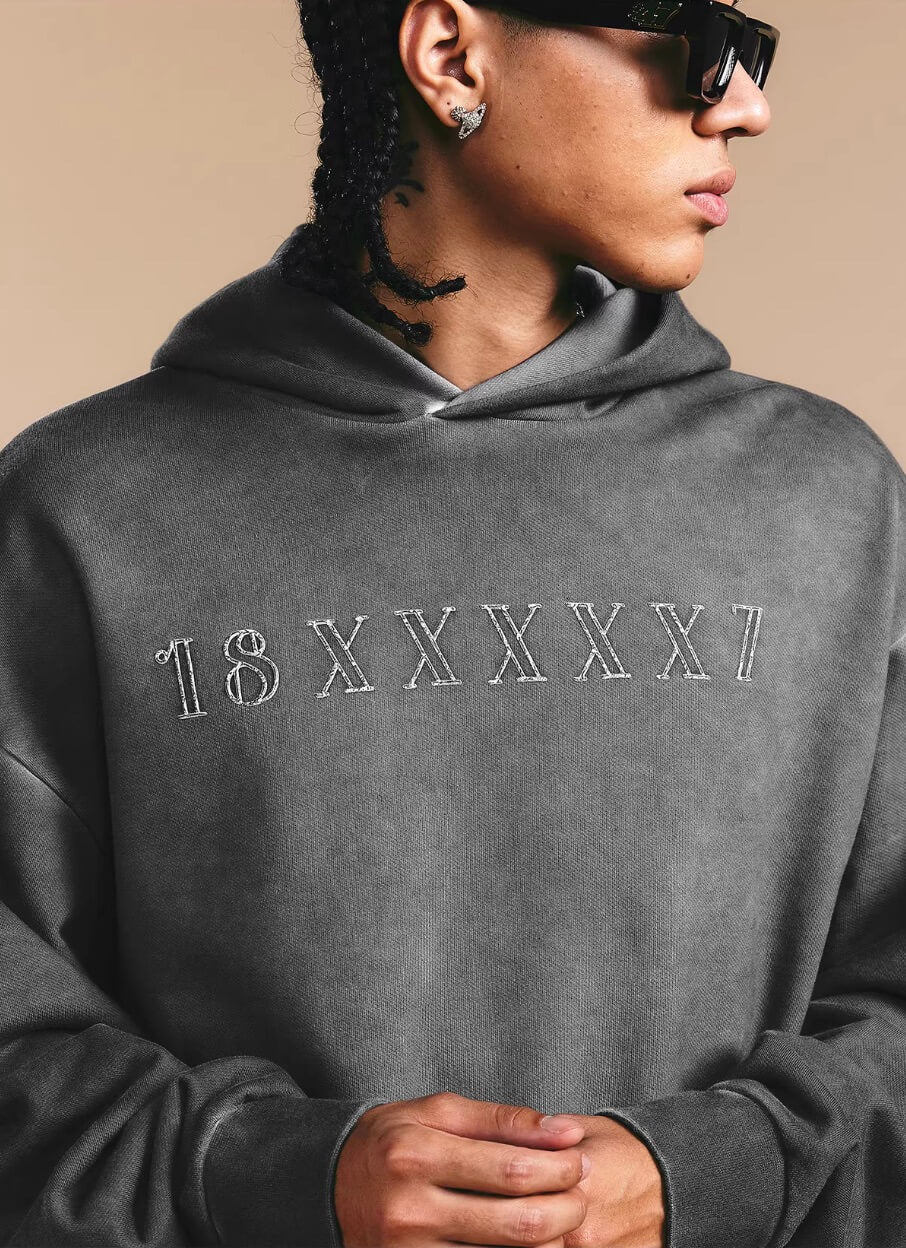 1807 Angel Printed Washed Ash Hoodie | Face 3 Face