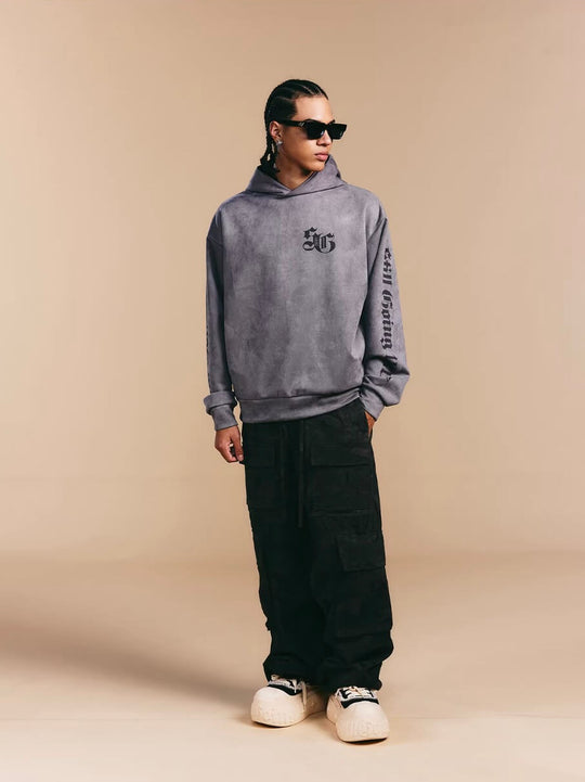 1807 Gothic Burnout Suede Hoodie | Face 3 Face