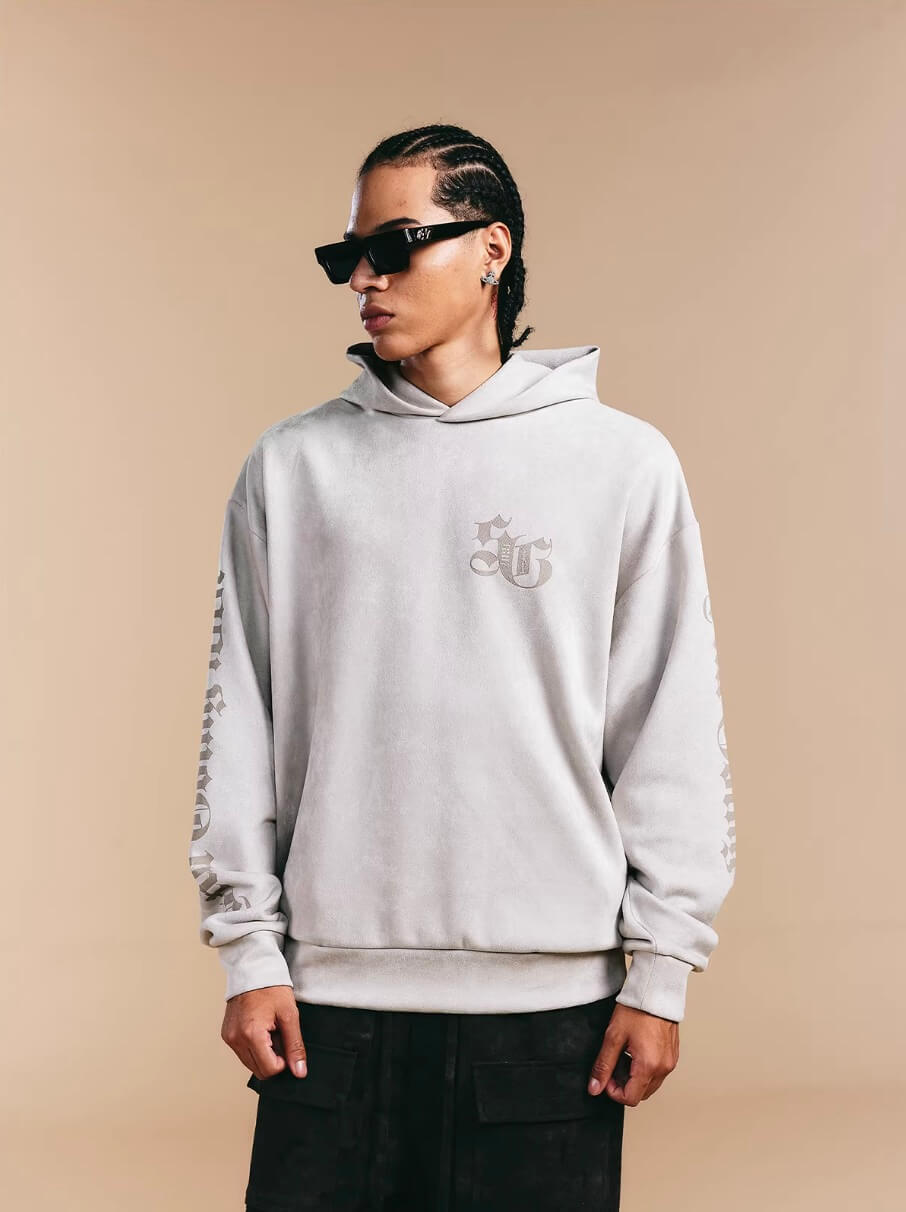 1807 Gothic Burnout Suede Hoodie | Face 3 Face