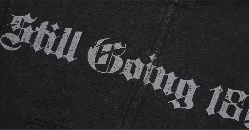 1807 Gothic Printed Washed Zip Up Hoodie | Face 3 Face