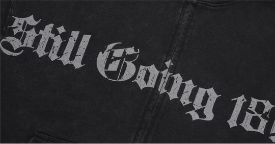 1807 Gothic Printed Washed Zip Up Hoodie | Face 3 Face