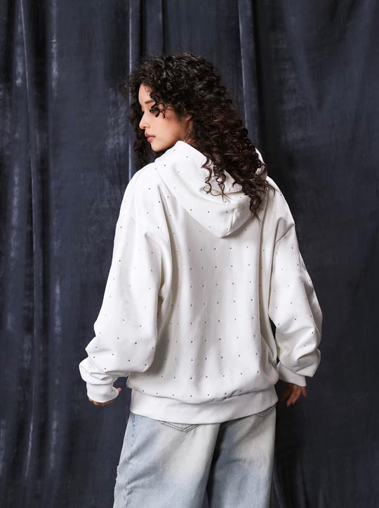 1807 Rhinestone Embellished Zip Up Hoodie | Face 3 Face