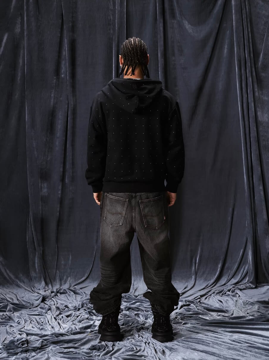 1807 Rhinestone Embellished Zip Up Hoodie | Face 3 Face