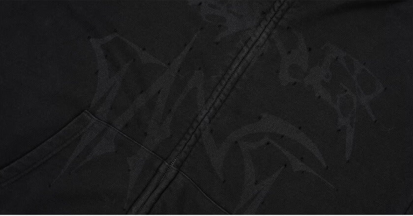 1807 Handcrafted Distressed Print Zip Up Hoodie | Face 3 Face