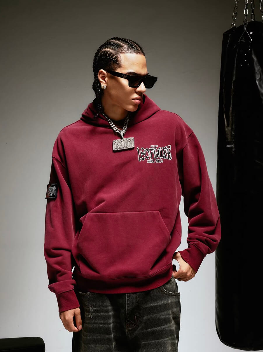 1807 BOXE Vintage Printed Washed Hoodie | Face 3 Face