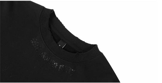 1807 Rhinestone Embellished Neckline Sweatshirt | Face 3 Face