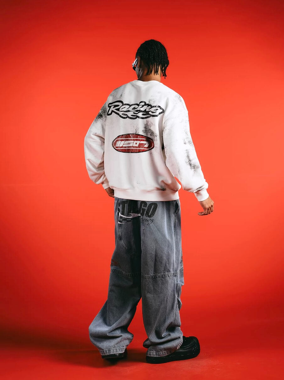 1807 Racing Vintage Printed Distressed Sweatshirt | Face 3 Face