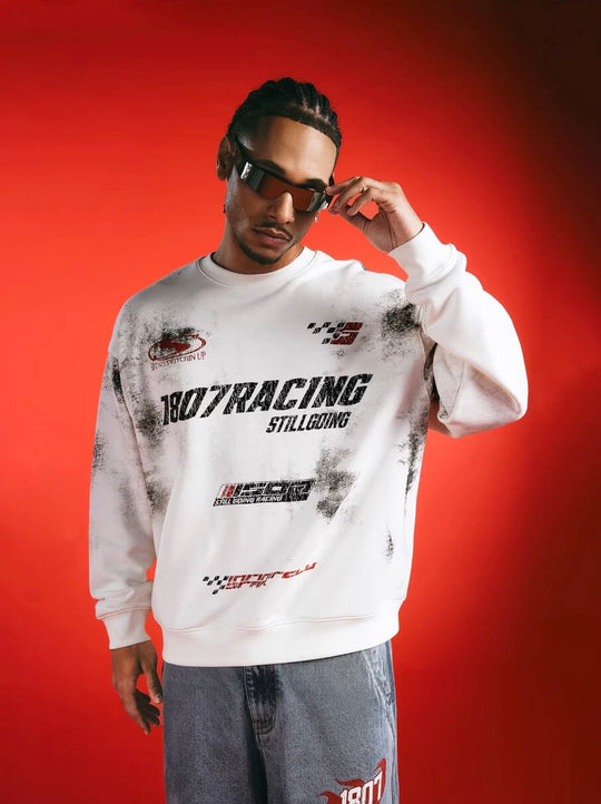 1807 Racing Vintage Printed Distressed Sweatshirt | Face 3 Face