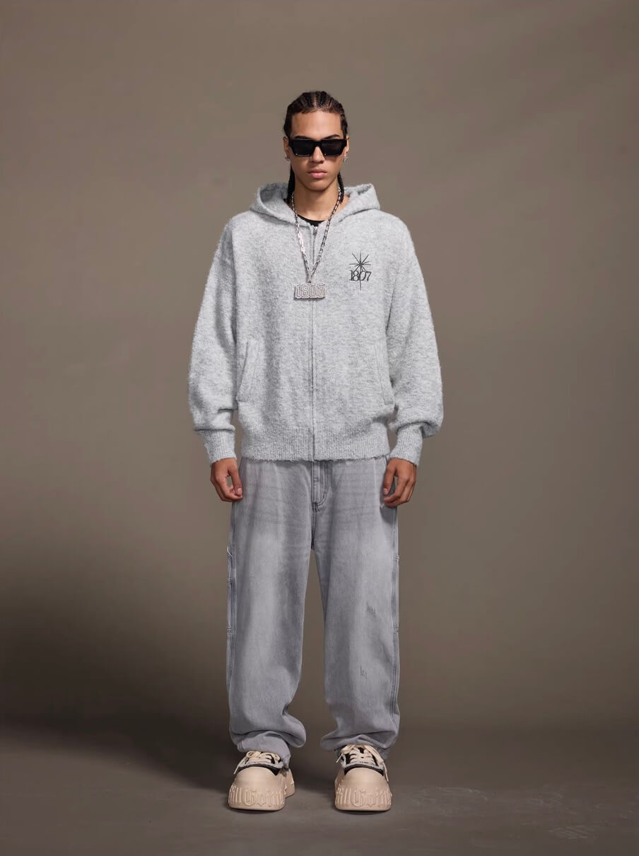 1807 STILLGOING Jacquard Knit Zip Up Hoodie | Face 3 Face