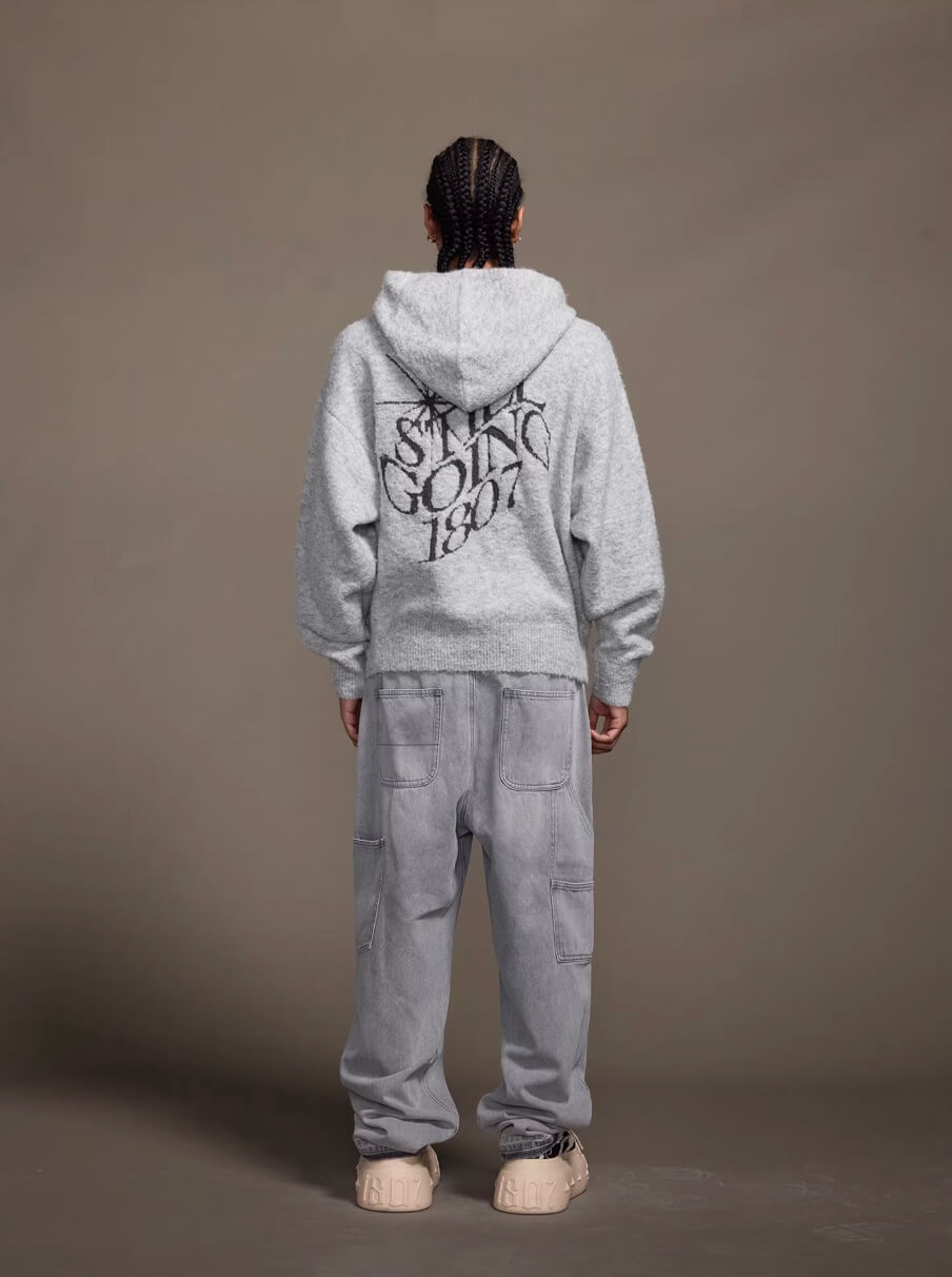 1807 STILLGOING Jacquard Knit Zip Up Hoodie | Face 3 Face