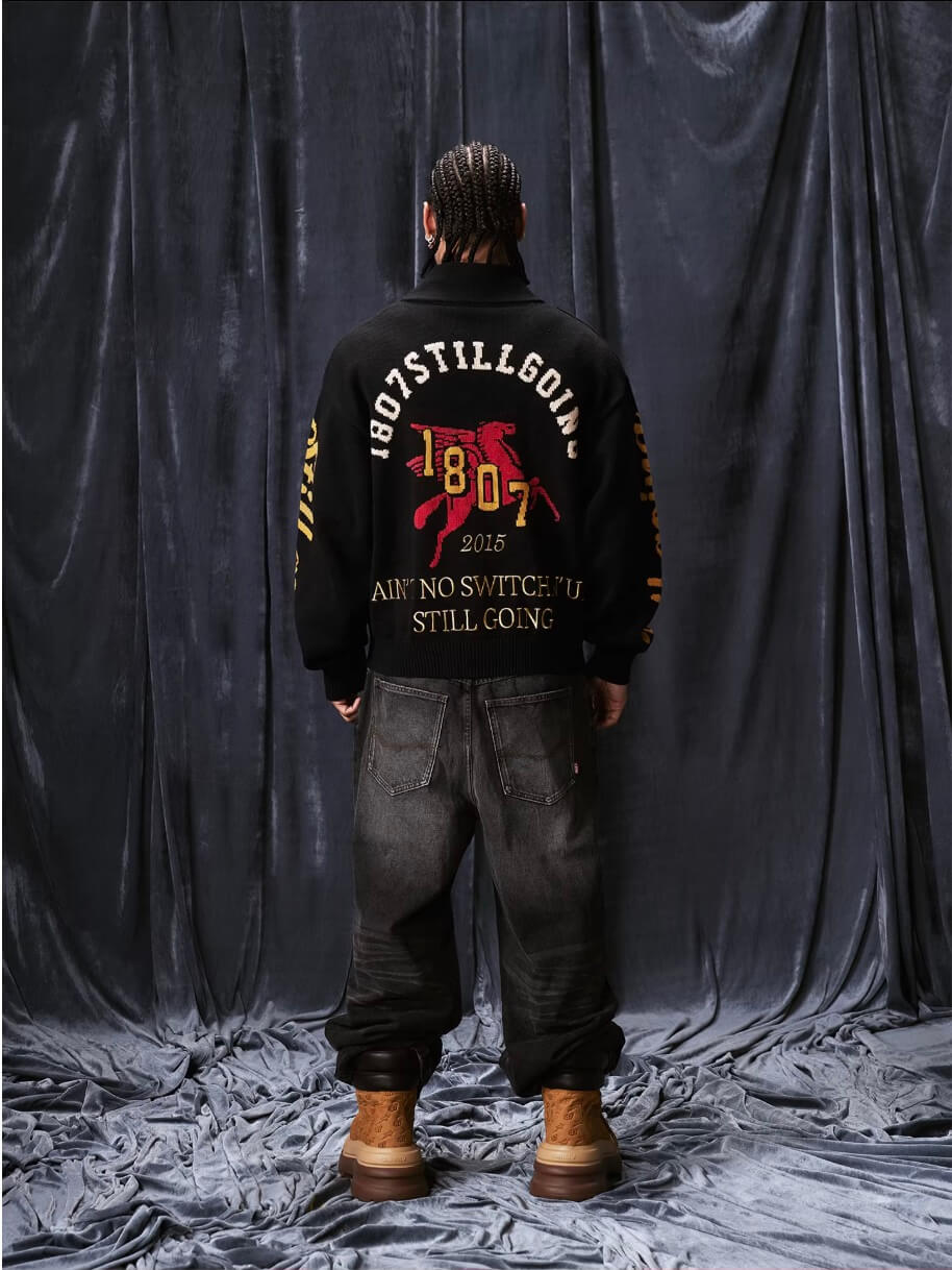 1807 Pegasus Jacquard Knit Zip Up Cowichan | Face 3 Face