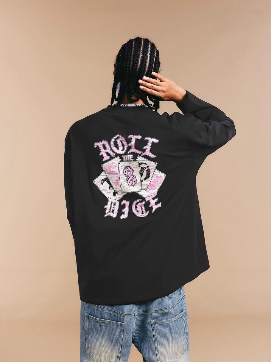 1807 ROLLTHEDICE Vintage Printed Whisker Effect Long Sleeve Tee | Face 3 Face