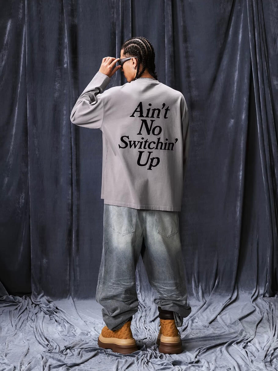 1807 STILLGOING Vintage Flocked Print Long Sleeve Tee | Face 3 Face