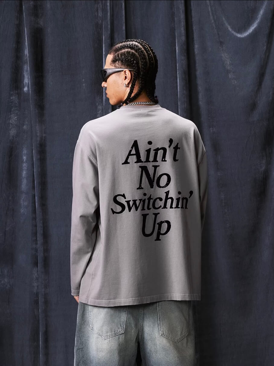 1807 STILLGOING Vintage Flocked Print Long Sleeve Tee | Face 3 Face