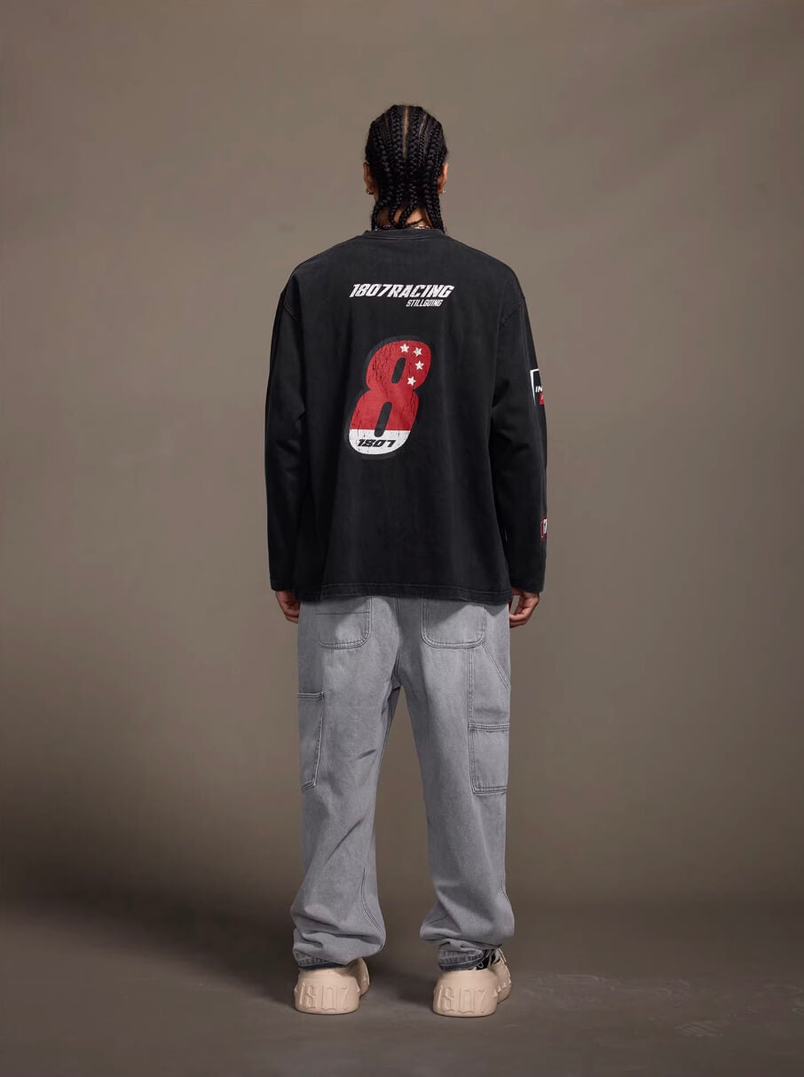 1807 Racing Vintage Printed Distressed Long Sleeve Tee | Face 3 Face