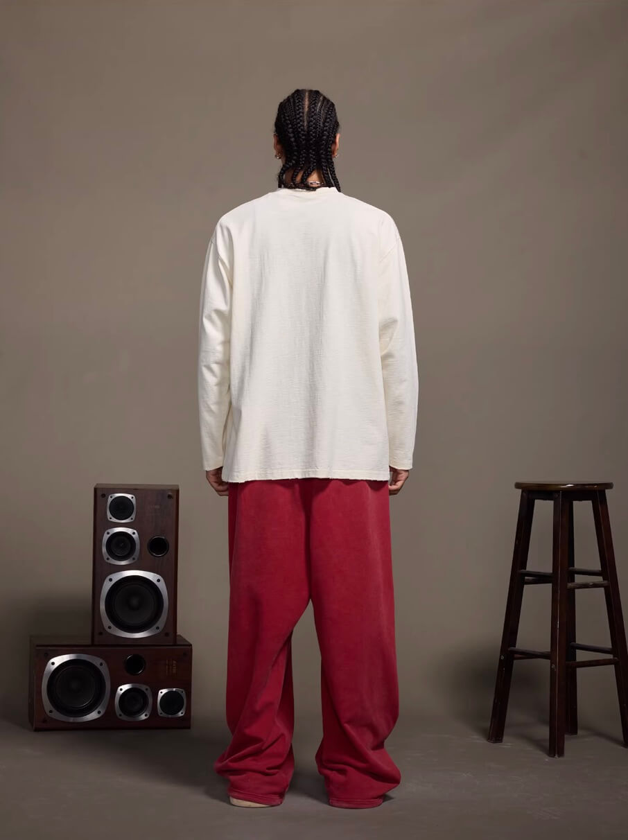 1807 Stamped Printed Distressed Long Sleeve Tee | Face 3 Face