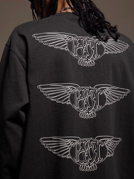 1807 Pegasus Stamped Distressed Long Sleeve Tee | Face 3 Face