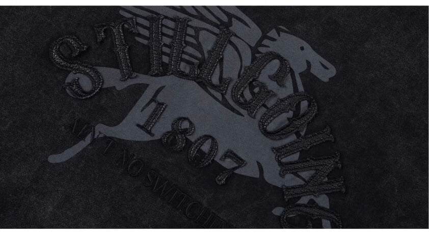 1807 Pegasus Embroidered Patch Distressed Long Sleeve Tee | Face 3 Face