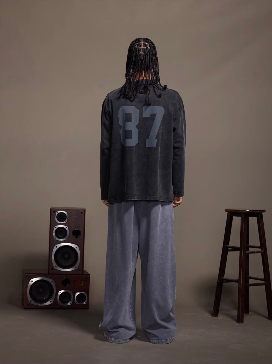 1807 Pegasus Embroidered Patch Distressed Long Sleeve Tee | Face 3 Face