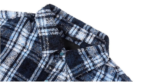 1807 Vintage Plaid 3D Patch Quilted Long Sleeve Shirt | Face 3 Face