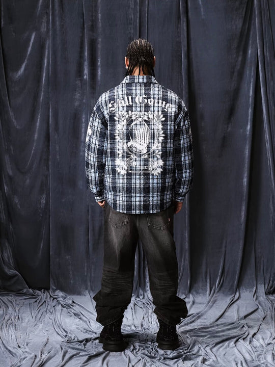 1807 Vintage Plaid 3D Patch Quilted Long Sleeve Shirt | Face 3 Face