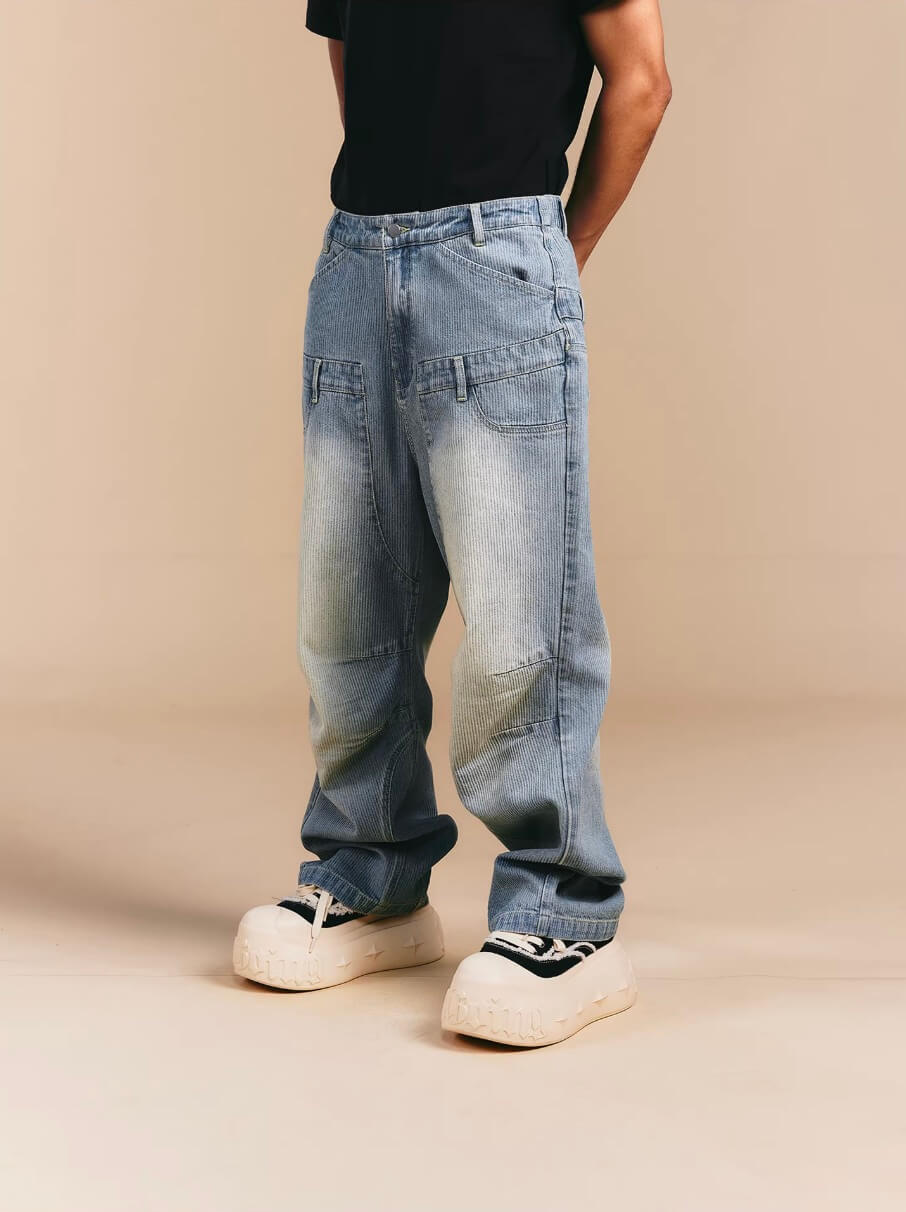 1807 Double Waist Deconstructed Washed Corduroy Jeans | Face 3 Face