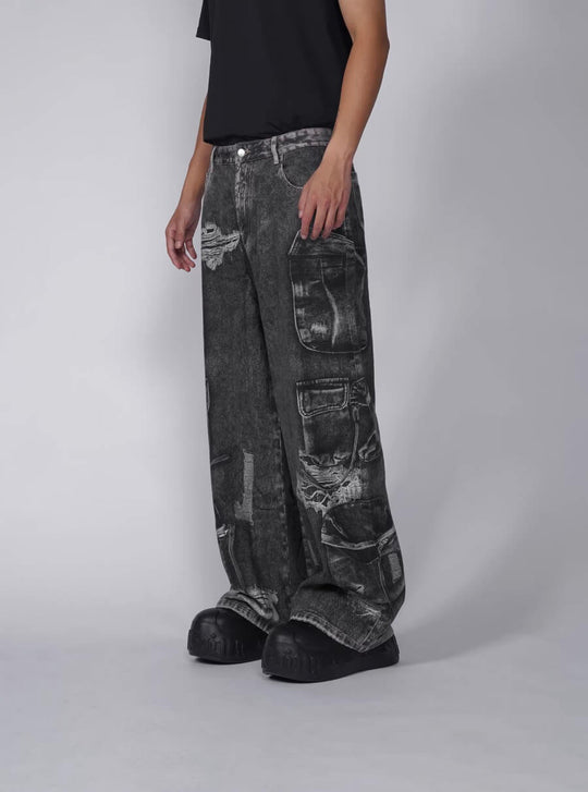 1807 Multi Pocket Digital Print Pants | Face 3 Face