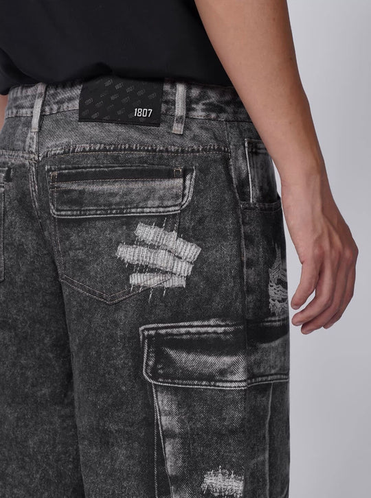 1807 Multi Pocket Digital Print Pants | Face 3 Face