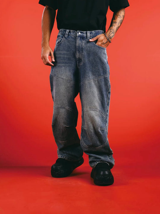 1807 Racing Structured Washed Baggy Jeans | Face 3 Face